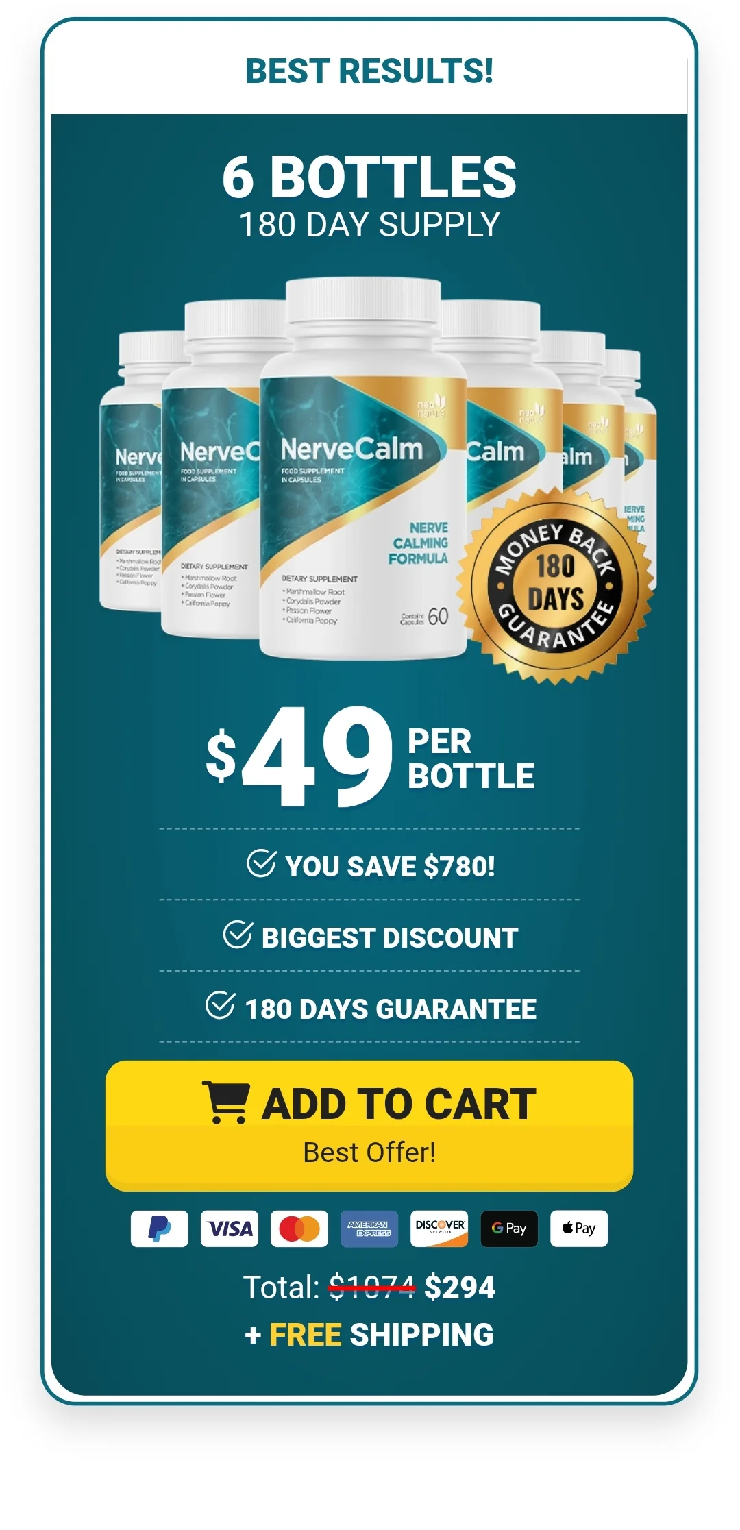 NerveCalm™ 6 bottles pricing